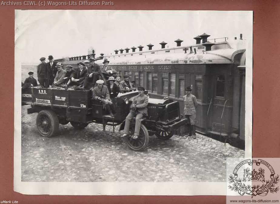 Orig 1921 us ara relief train kazan famine russia photo