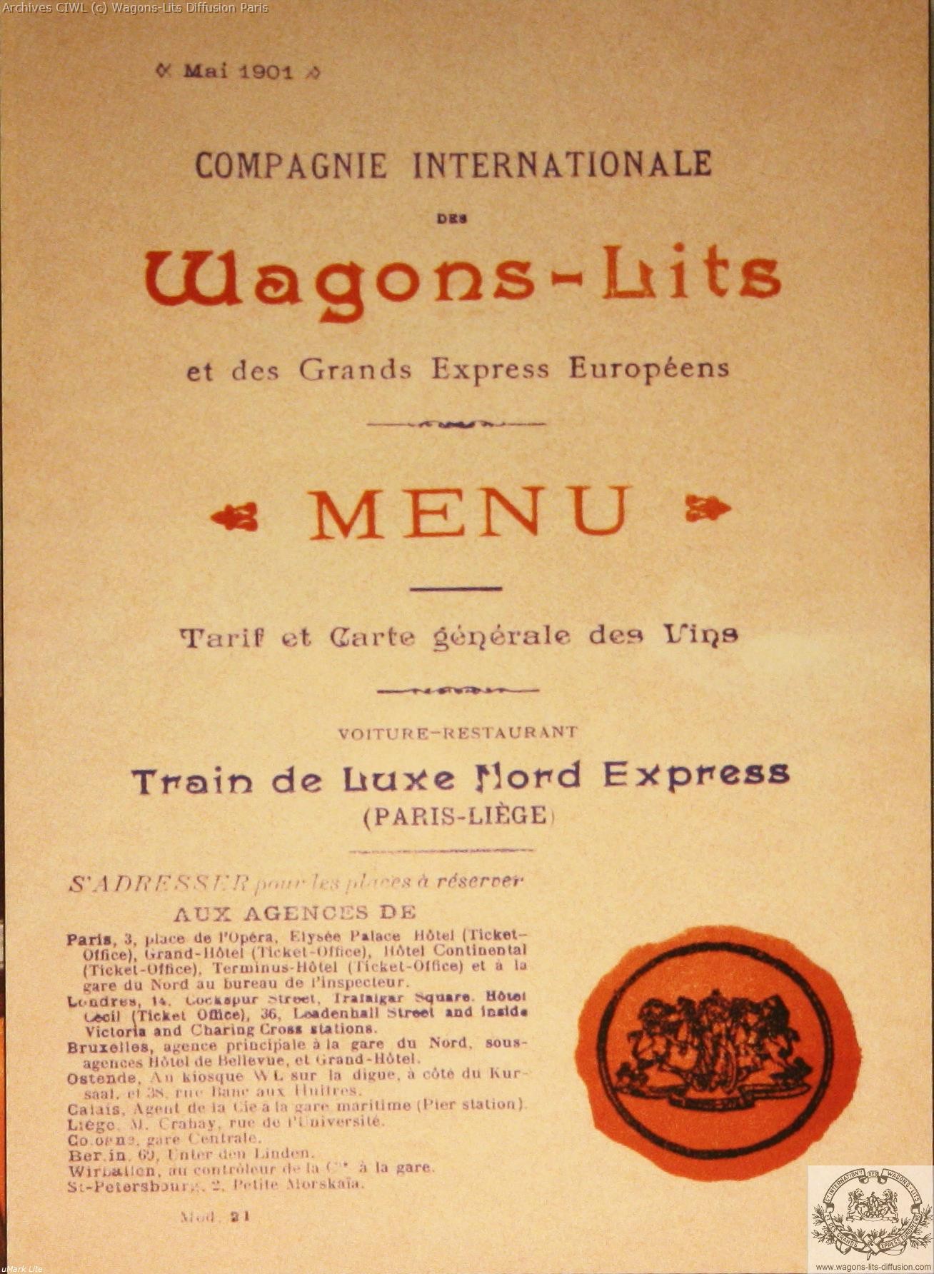 Wl menu nord express 1901