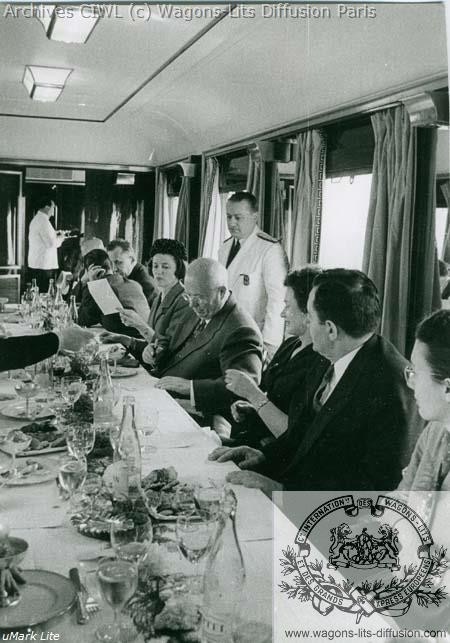 Wl nikita khrushchev and gromyko presidential dining car of ciwl from lille to rouen in 1960