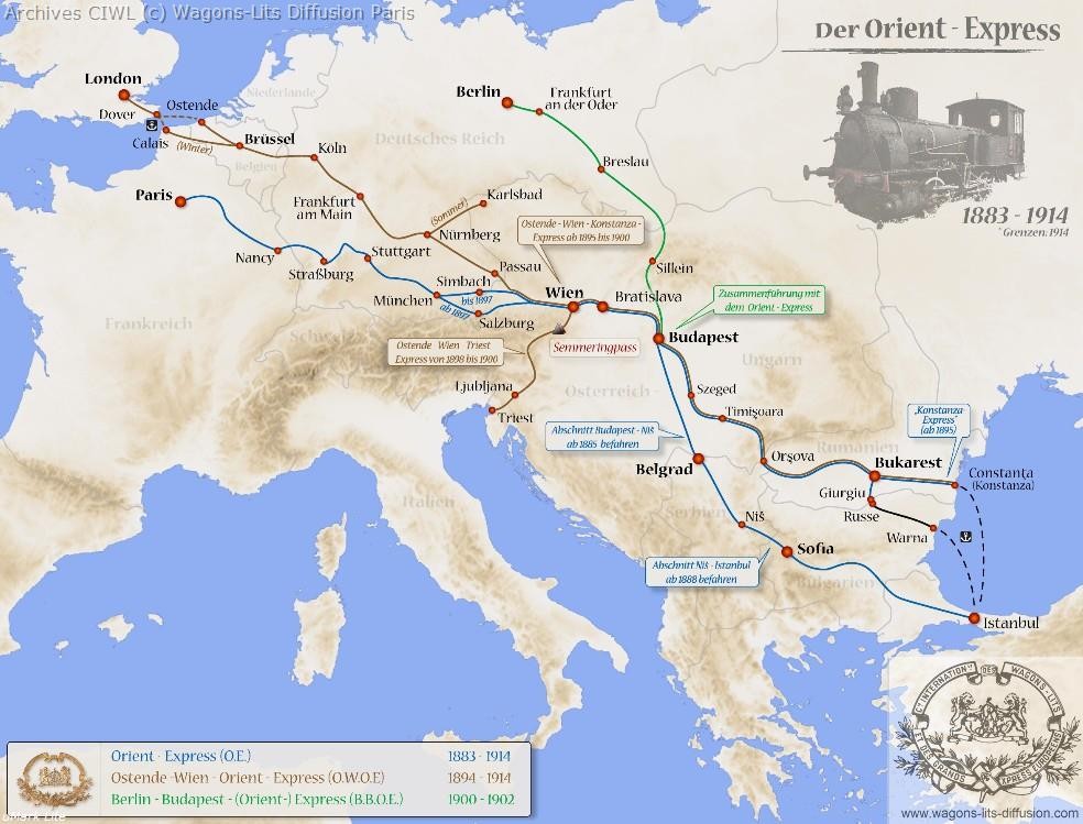 Wl trajet orient express 1883 a 1915