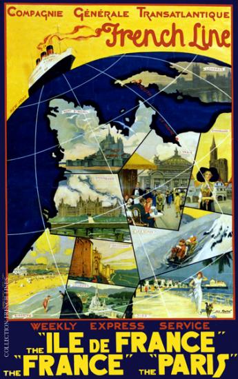 AFFICHE COLLECTION FRENCH LINE & MESSAGERIES MARITIMES