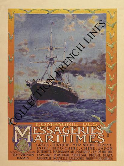 AFFICHE COLLECTION FRENCH LINE & MESSAGERIES MARITIMES