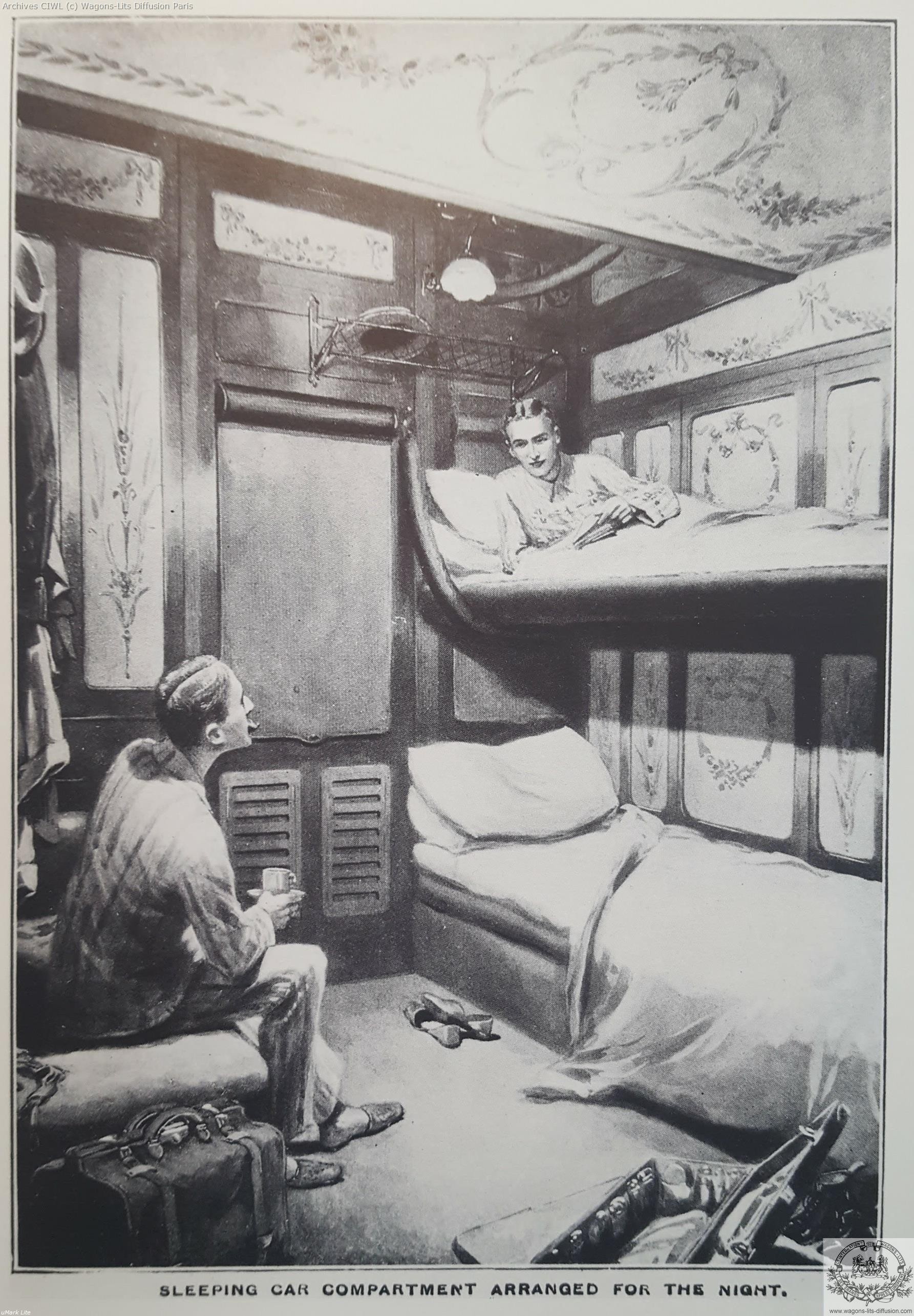 Wl a sleeping car compartment arranged for the night