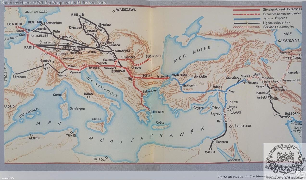 Wl carte des services orient express 1930