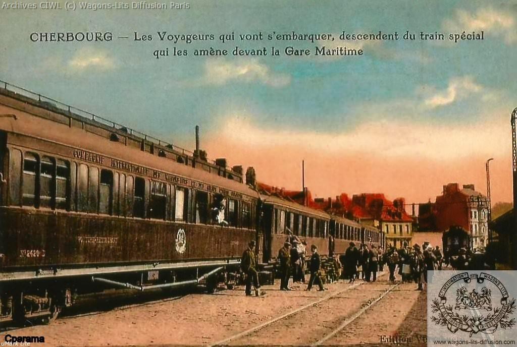 Wl train special transatlantique en gare maritime de cherbourg