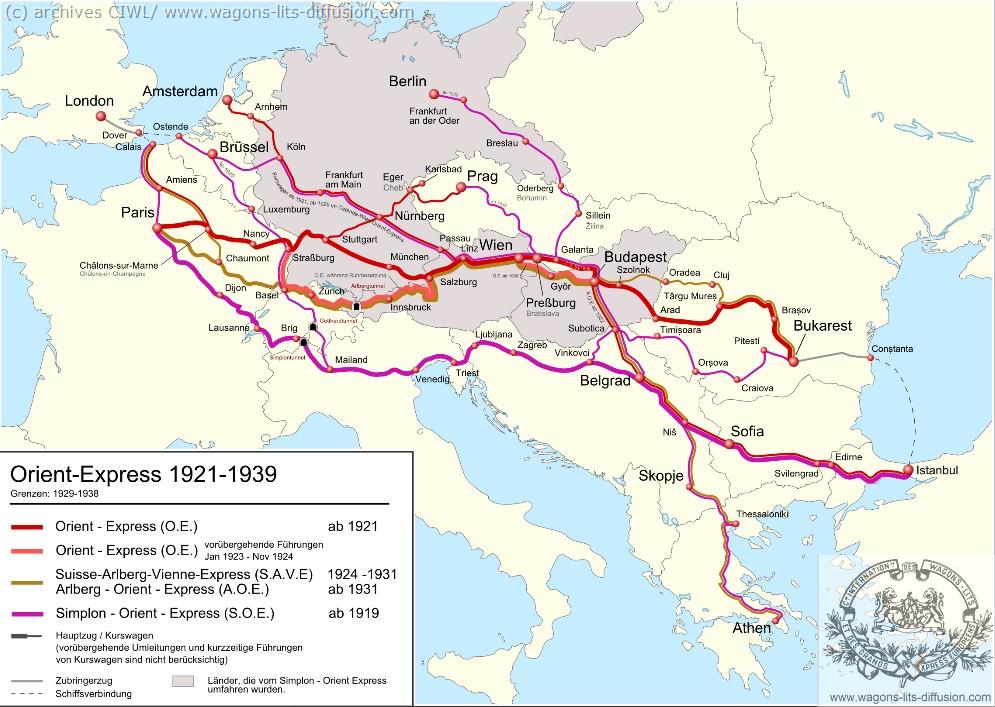 WL trajet Orient Express 1921 à 1939