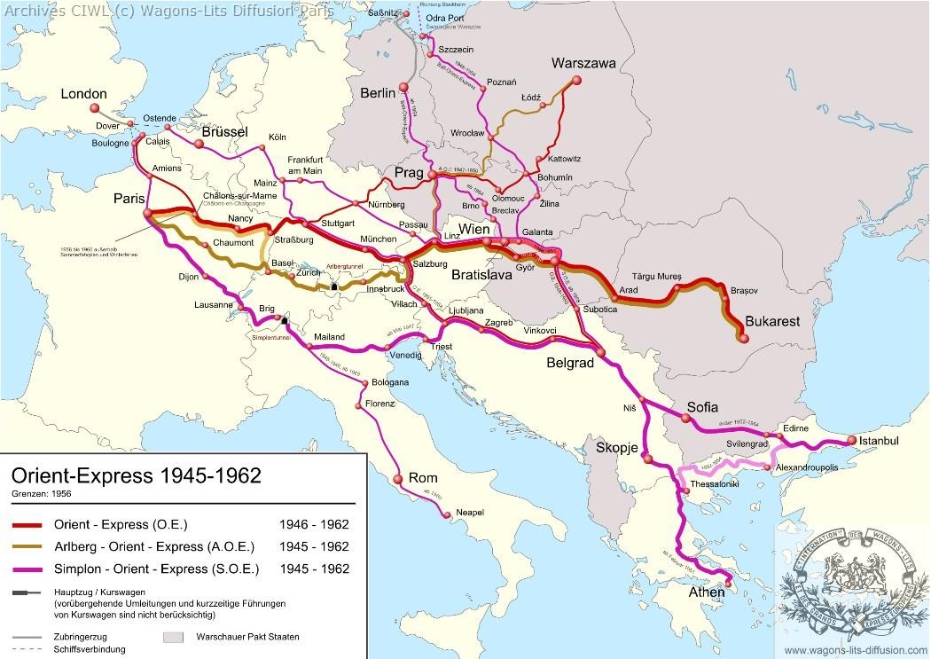 Wl trajet orient express 1945 a 1963